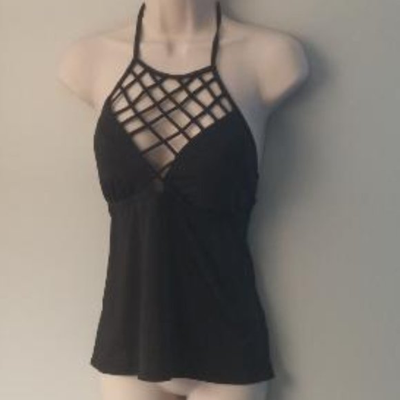 Source Unknown Other - Fishnet neckline halter swim top